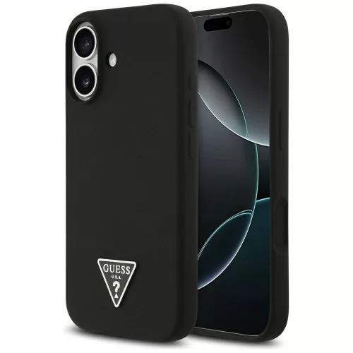 iPhone 17, Guess - Silicone Triangle Logo MagSafe tok - Fekete