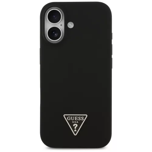 iPhone 17, Guess - Silicone Triangle Logo MagSafe tok - Fekete