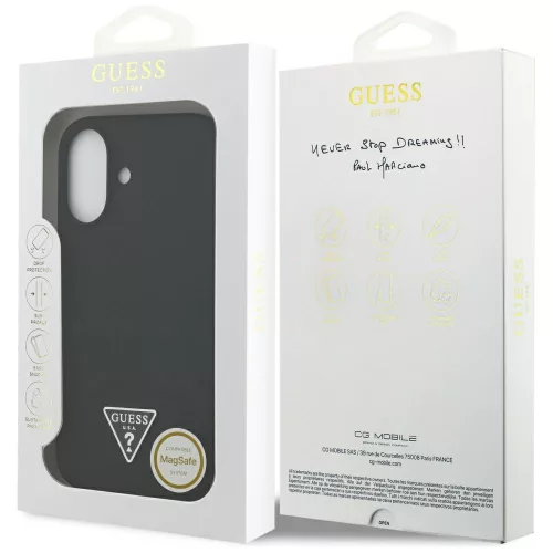 iPhone 17, Guess - Silicone Triangle Logo MagSafe tok - Fekete