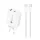 USB-A + USB-C hálózati töltő, 20W, 1 m USB-C - USB-C kábellel - Fehér - A6MaxC
