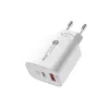 USB-A + USB-C hálózati töltő, 20W, 1 m USB-C - USB-C kábellel - Fehér - A6MaxC