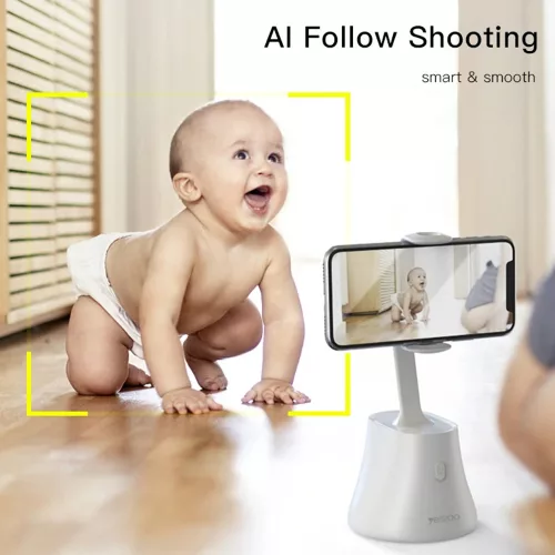 Yesido - Selfie Bot (SF10) - Stabil, intelligens arcfelismeréssel, 360°-os forgással - Fekete