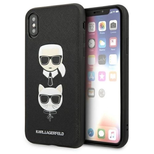 Karl Lagerfeld Saffiano Tok iPhone X/XS - Fekete