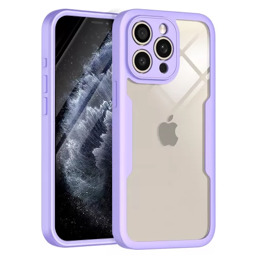 iPhone 11 Pro, Teljes körű védelmet nyújtó ütésálló tok + fólia szett - Lila - Techsuit - ColorVerse 360