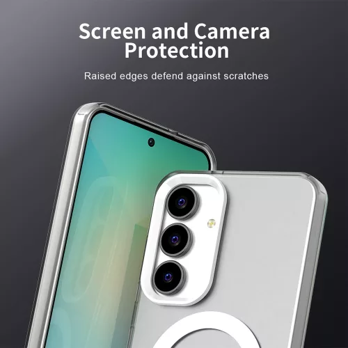 Samsung Galaxy S25 FE, Ütésálló MagSafe tok, megemelt szélekkel - Fehér - Techsuit - CandyCase