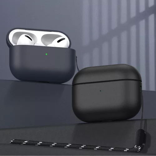 Dux Ducis Plen fekete szilikon tok felfűzővel Airpods Pro 1/2