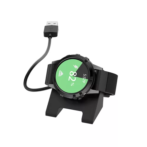 Techsuit - Okosóra Töltő (TGC3) - Garmin Watch töltő, USB, 5W, 1m - Fekete