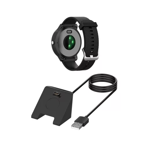 Techsuit - Okosóra Töltő (TGC3) - Garmin Watch töltő, USB, 5W, 1m - Fekete