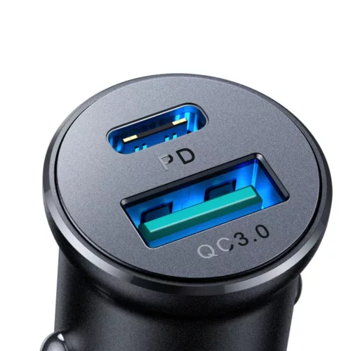 Joyroom JR-CCN05 30W USB-A USB-C mini autós töltő - Fekete