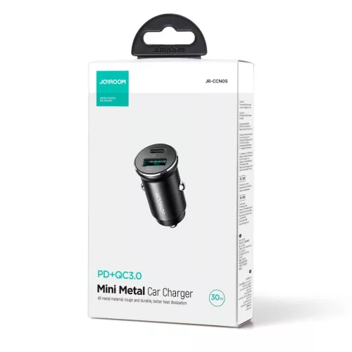 Joyroom JR-CCN05 30W USB-A USB-C mini autós töltő - Fekete