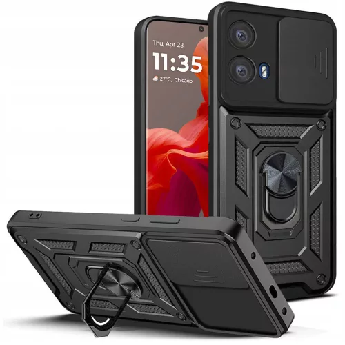 Modern Ütésálló Telefontok Állvánnyal és Kamera Védelemmel Motorolla G85 - Fekete