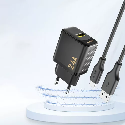 Töltő adapter 2,4A, USB-A - Fekete - Dudao A23