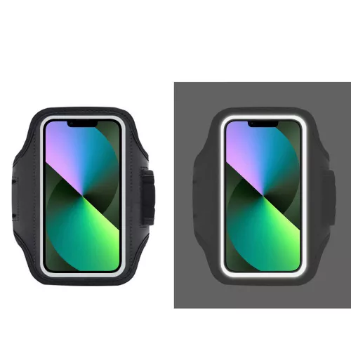 Techsuit - (TH20) Telefontok futáshoz, sport karszalag - tépőzárral, kártyatartóval, max. 6,8" méretig - Fekete