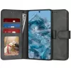 Xiaomi 15T, Kinyitható kártyatartós Ökobőr tok állványfunkcióval - Fekete - Techsuit Diary Book