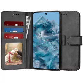   Xiaomi 15T, Kinyitható kártyatartós Ökobőr tok állványfunkcióval - Fekete - Techsuit Diary Book