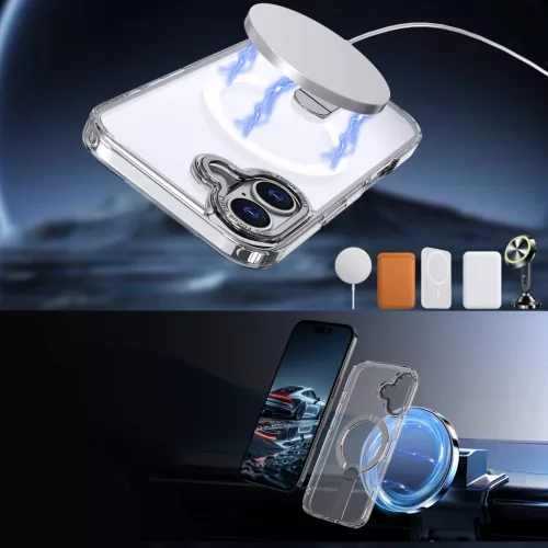 Hybrid Armor X tok iPhone 17-hez MagSafe-kompatibilis kitámasztóval - Átlátszó