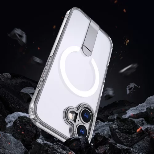 Hybrid Armor X tok iPhone 17-hez MagSafe-kompatibilis kitámasztóval - Átlátszó