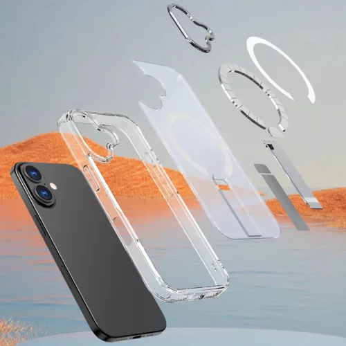Hybrid Armor X tok iPhone 17-hez MagSafe-kompatibilis kitámasztóval - Átlátszó