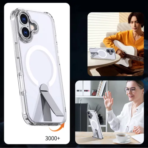 Hybrid Armor X tok iPhone 17-hez MagSafe-kompatibilis kitámasztóval - Átlátszó