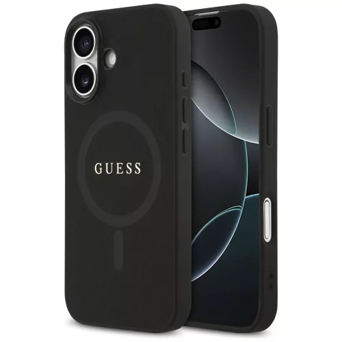 iPhone 17, Guess - Saffiano Classic Logo, MagSafe tok - Fekete