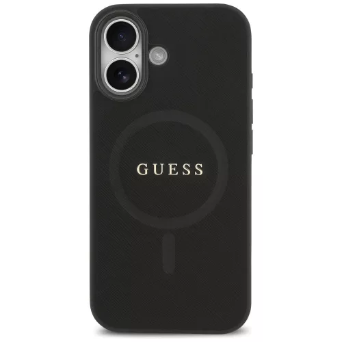 iPhone 17, Guess - Saffiano Classic Logo, MagSafe tok - Fekete