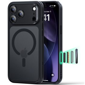   iPhone 17 Pro, Ütésállő MagSafe-es tok, Kameravédelemmel, Légpárnás sarkokkal - Matt Fekete - ESR Classic Hybrid HaloLock