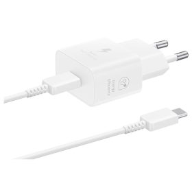 Samsung fali töltő adapter, kábellel, 25W, USB-C - fehér