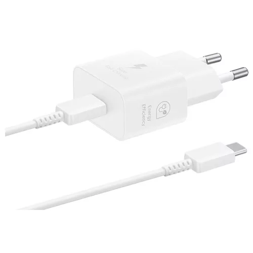 Samsung fali töltő adapter, kábellel, 25W, USB-C - fehér