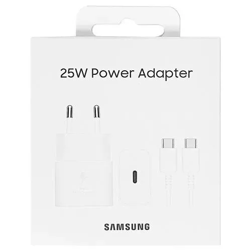 Samsung fali töltő adapter, kábellel, 25W, USB-C - fehér
