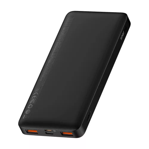 Baseus Bipow powerbank/külső akkumulátor - Digitális kijelző, 2x USB, USB-C, 10000mAh, 20W, Micro-USB - Fekete