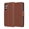 Samsung galaxy A06, Kinyitható kártyatartós Ökobőr tok állványfunkcióval - Barna - Techsuit Leather Folio