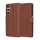 Samsung galaxy A06, Kinyitható kártyatartós Ökobőr tok állványfunkcióval - Barna - Techsuit Leather Folio