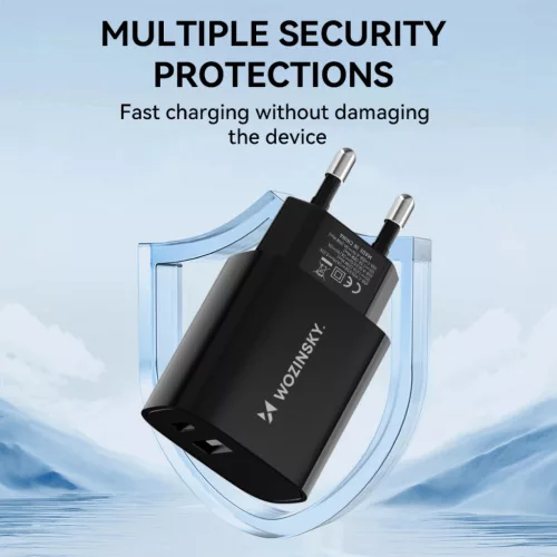 Wozinsky WGWCB fali töltő adapter USB-A és USB-C csatlakozókkal, 20 W teljesítménnyel - fekete