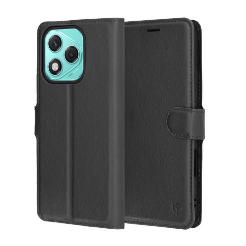 Techsuit Eco Bőr kinyitható fekete tok (Honor 400 Lite)