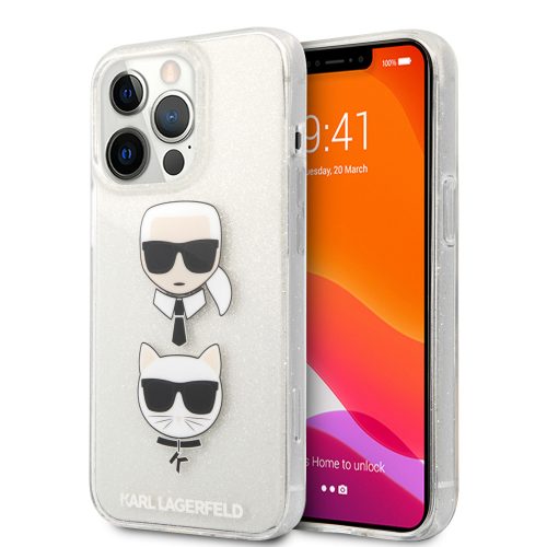 Karl Lagerfeld Glitteres Szilikon Tok iPhone 13 Pro - Fehér/Átlátszó