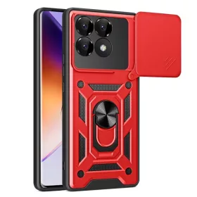   Modern Ütésálló Telefontok Állvánnyal és Kamera Védelemmel Xiaomi 14 Pro 5G - Piros