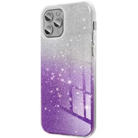 Csillogós tok iPhone 13 - ezüst/lila