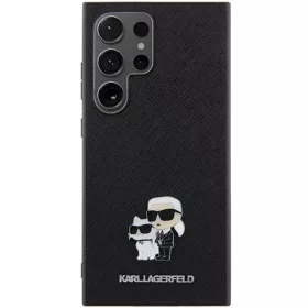   Karl és Choupette fémfigurás fekete Samsung Galaxy S24 Saffiano tok