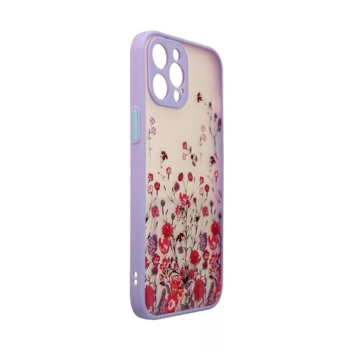 Virág mintás tok iPhone 13 Pro Max - lila