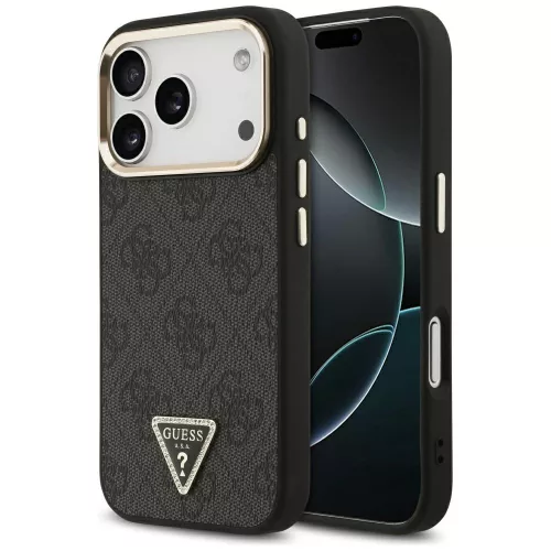 iPhone 17 Pro, Guess - Hardcase 4G Triangle Logo MagSafe tok - Fekete