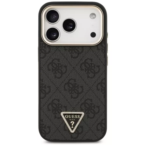 iPhone 17 Pro, Guess - Hardcase 4G Triangle Logo MagSafe tok - Fekete