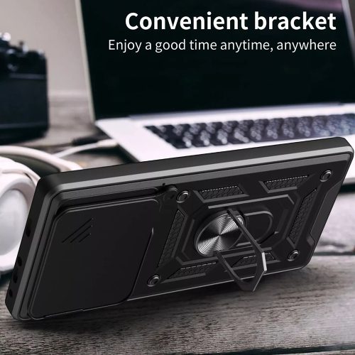 Modern Ütésálló Telefontok Állvánnyal és Kamera Védelemmel Xiaomi 15 - Fekete