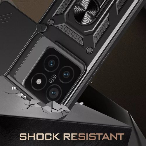 Modern Ütésálló Telefontok Állvánnyal és Kamera Védelemmel Xiaomi 15 - Fekete