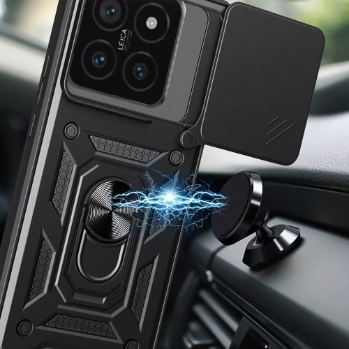 Modern Ütésálló Telefontok Állvánnyal és Kamera Védelemmel Xiaomi 15 - Fekete