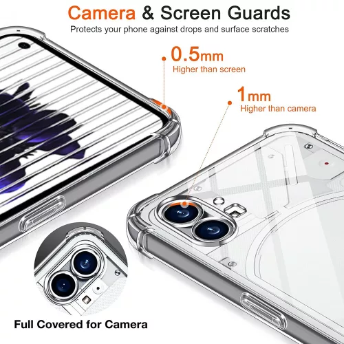 Nothing Phone 1, Rugalmas, ütésálló tok - Átlátszó - Techsuit Shockproof Clear Silicone 