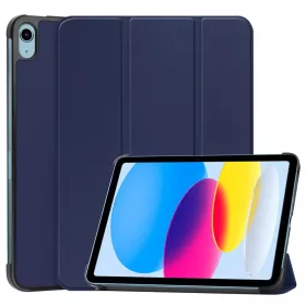   iPad 10 (2022) 10.9 / 11 (2025), kinyitható ökobőr tok, 360° védelemmel és állítható állvánnyal - Kék - Techsuit - FoldPro