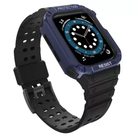 Védőtokos Szíj Apple Watch 42/44/45 mm - Fekete/Kék