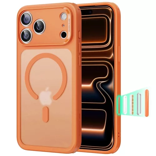 iPhone 17 Pro Max, Ütésállő MagSafe-es tok, Kameravédelemmel, Légpárnás sarkokkal - Matt narancssárga - ESR Classic Hybrid HaloLock