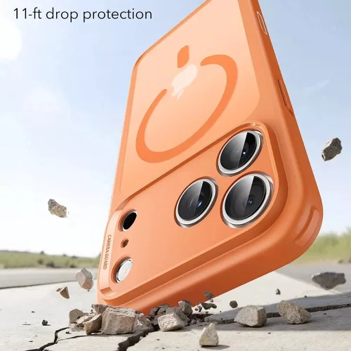 iPhone 17 Pro Max, Ütésállő MagSafe-es tok, Kameravédelemmel, Légpárnás sarkokkal - Matt narancssárga - ESR Classic Hybrid HaloLock