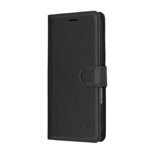 Techsuit - Leather Folio - Eco Bőr kinyitható tok kártyatartóval - iPhone 17 Pro - Fekete